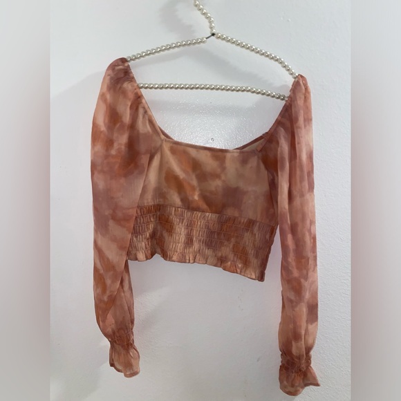 Abound size medium pink smocked long sleeve top - Picture 3 of 4